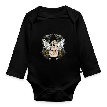 Peanut Angel Nature Heart Hearts Peanuts Flowers - Organic Longsleeve Baby Bodysuit - black - Front