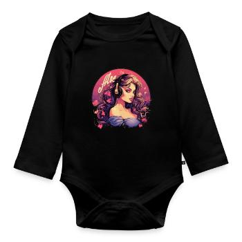 Retro DJ Party Mix für Frauen für einen DJ - Baby Bio-Langarm-Body - Schwarz - Vorne