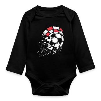 Soccer Croatia Team Ball Explosion Illustration - Organic Longsleeve Baby Bodysuit - black - Front