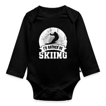 Drôle de dicton de skieur - Body Bébé bio manches longues - noir - Devant