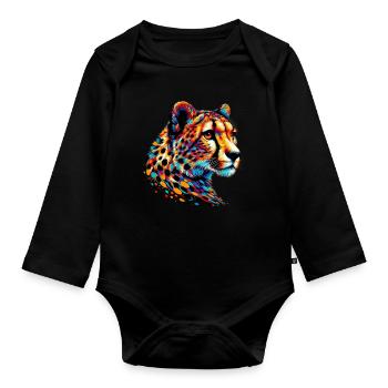Cheetah - Organic Longsleeve Baby Bodysuit - black - Front