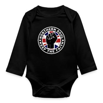 Northern Soul - Keep The Faith - Union Jack - Organic Longsleeve Baby Bodysuit - black - Front