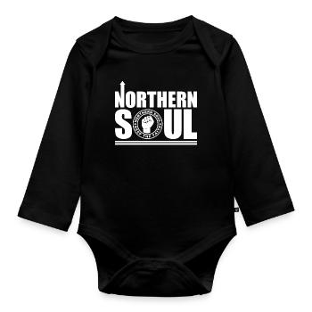 Northern Soul - Keep The Faith - Organic Longsleeve Baby Bodysuit - black - Front