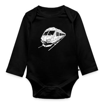Dessin de train - Body Bébé bio manches longues - noir - Devant