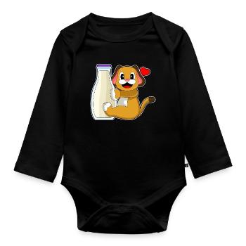 Hund Milch - Baby Bio-Langarm-Body - Schwarz - Vorne