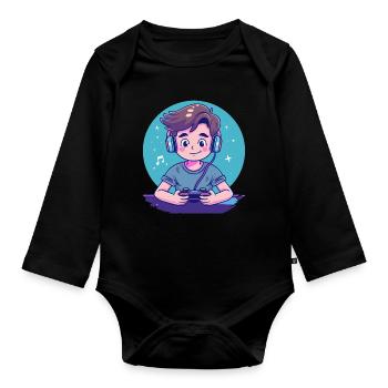 Garçon de jeu - Body Bébé bio manches longues - noir - Devant