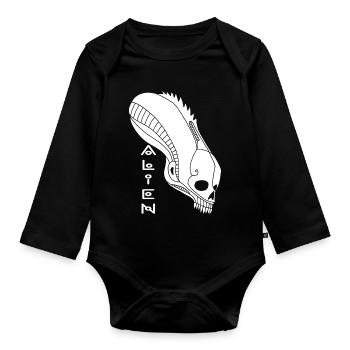 Crâne extraterrestre blanc - Body Bébé bio manches longues - noir - Devant