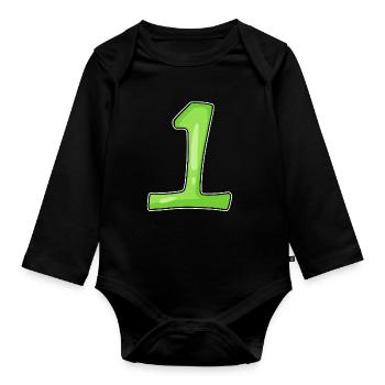 Numéro 1 Vert - Body Bébé bio manches longues - noir - Devant