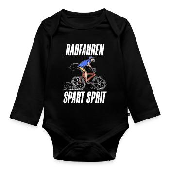 Elektrische Energie Fahrrad Tanken Statement Strom - Baby Bio-Langarm-Body - Schwarz - Vorne