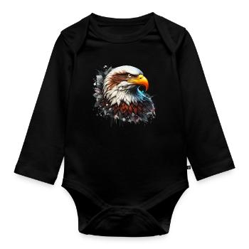 Eagle - Organic Longsleeve Baby Bodysuit - black - Front