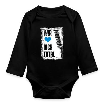 Rostock Fussball Wir lieben dich total Rostock - Baby Bio-Langarm-Body - Schwarz - Vorne