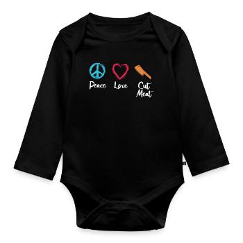 Peace, Love, Cutting Flesh - Organic Longsleeve Baby Bodysuit - black - Front