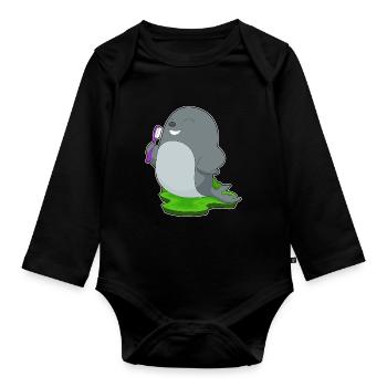 Seal Toothbrush - Organic Longsleeve Baby Bodysuit - black - Front