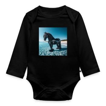 Pferd im Wasser - Baby Bio-Langarm-Body - Schwarz - Vorne