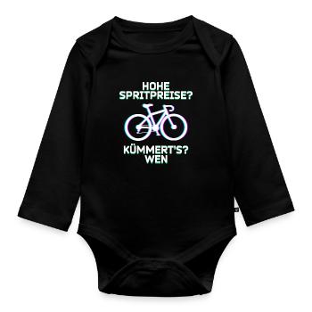 Tanken Statement Strom Elektrische Energie Fahrrad - Baby Bio-Langarm-Body - Schwarz - Vorne