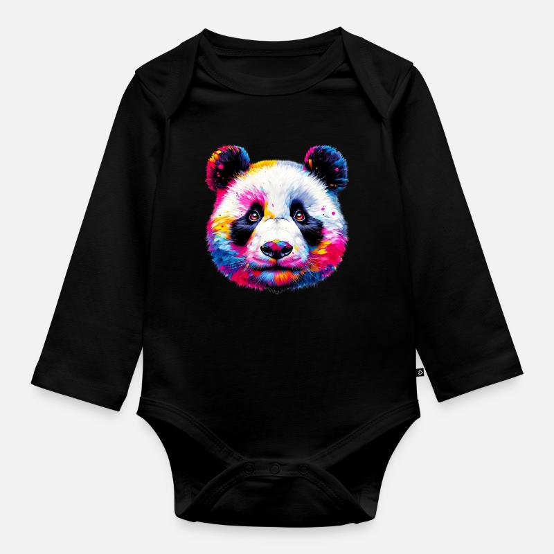Panda - Body Bébé bio manches longues - noir
