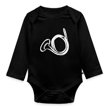 Waldhorn Zeichnung - Baby Bio-Langarm-Body - Schwarz - Vorne