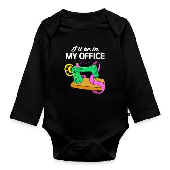 Sewing Machine Seamstress - Organic Longsleeve Baby Bodysuit - black - Front
