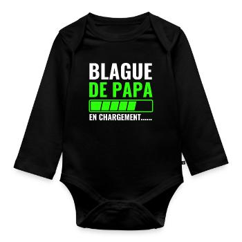 Papas Witz wird geladen - Baby Bio-Langarm-Body - Schwarz - Vorne
