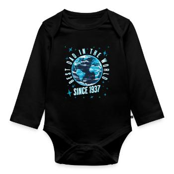 Best dad in the world since 1937 Father's Day - Organic Longsleeve Baby Bodysuit - black - Front