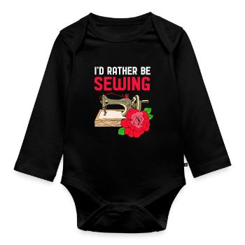 Sewing Machine Seamstress - Organic Longsleeve Baby Bodysuit - black - Front
