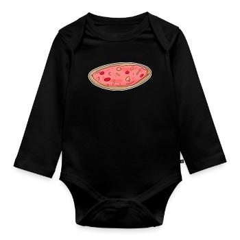 Autocollant Motif Pizza - Body Bébé bio manches longues - noir - Devant