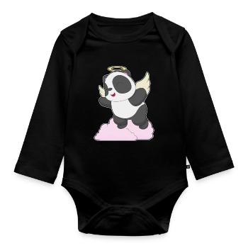 Ailes d’ange de panda - Body Bébé bio manches longues - noir - Devant