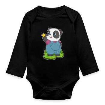 Étoile Panda - Body Bébé bio manches longues - noir - Devant