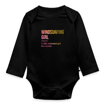 Windsurfing Windsurfing Windsurfing - Organic Longsleeve Baby Bodysuit - black - Front