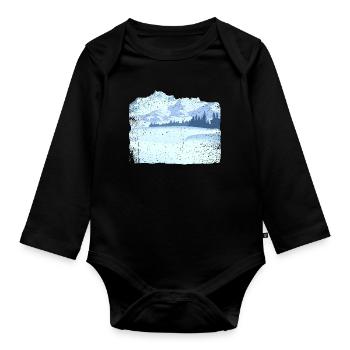Mountain in snow with dirty effect - Organic Longsleeve Baby Bodysuit - black - Front