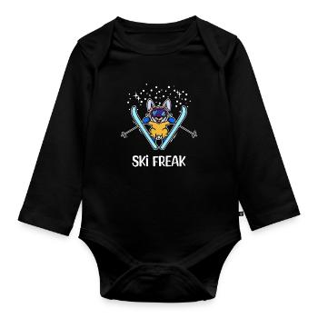 Schnee Wintersport Skifahrer Spruch Schifahren - Baby Bio-Langarm-Body - Schwarz - Vorne