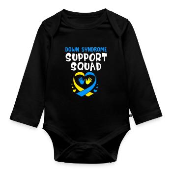 Down Syndrom T21 Chromosom Trisomie - Baby Bio-Langarm-Body - Schwarz - Vorne