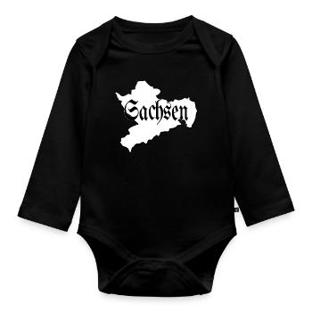 Saxony black and white - Organic Longsleeve Baby Bodysuit - black - Front