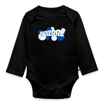 Auxerre Retro Typo Bleu - Body Bébé bio manches longues - noir - Devant