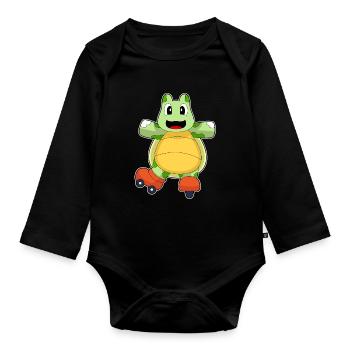 Turtle Inline skating Inline skates - Organic Longsleeve Baby Bodysuit - black - Front