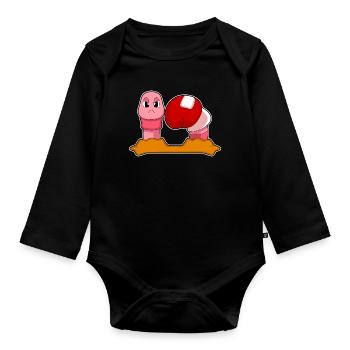 Wurm Boxer Boxing Gloves Boxing - Organic Longsleeve Baby Bodysuit - black - Front