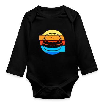 Burger au fromage - Body Bébé bio manches longues - noir - Devant