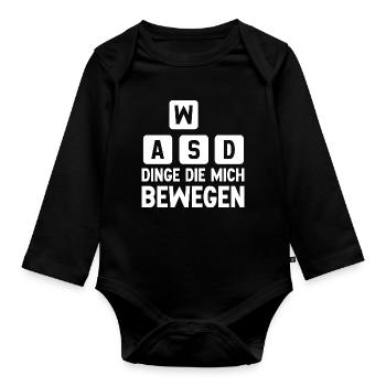 WASD - Dinge die mich bewegen - Baby Bio-Langarm-Body - Schwarz - Vorne