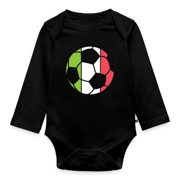 Icône du logo du vainqueur du tournoi du symbole de la boule de l’équipe d’Italie - Body Bébé bio manches longues - noir - Devant