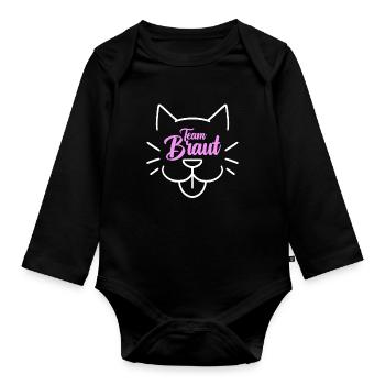 Team Braut Katze - Baby Bio-Langarm-Body - Schwarz - Vorne