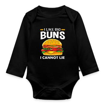 Cheeseburger - Baby Bio-Langarm-Body - Schwarz - Vorne