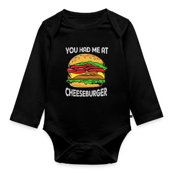 Cheeseburger Burger - Organic Longsleeve Baby Bodysuit - black - Front