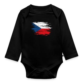Drapeau de la République tchèque utilisé - Body Bébé bio manches longues - noir - Devant