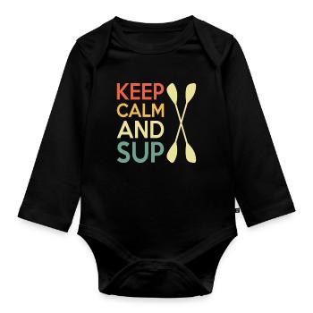 Casual Paddleboard Quote Design - Organic Longsleeve Baby Bodysuit - black - Front