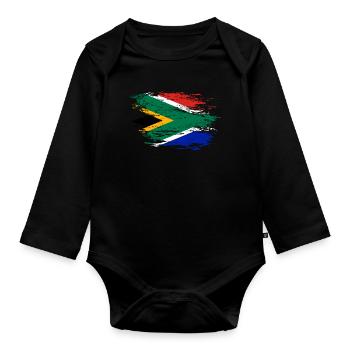 Südafrika Flagge used - Baby Bio-Langarm-Body - Schwarz - Vorne
