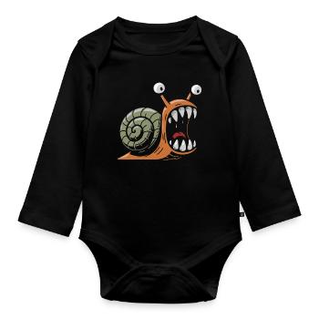 Snail with large teeth - Organic Longsleeve Baby Bodysuit - black - Front