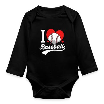 Baseball - Organic Longsleeve Baby Bodysuit - black - Front