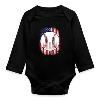 Baseball USA - Baby Bio-Langarm-Body - Schwarz - Vorne