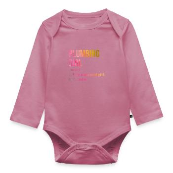 plombier - Body Bébé bio manches longues - mauve - Devant