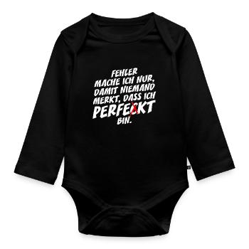Je ne fais que des erreurs parfaites Auto-ironie Bureau - Body Bébé bio manches longues - noir - Devant